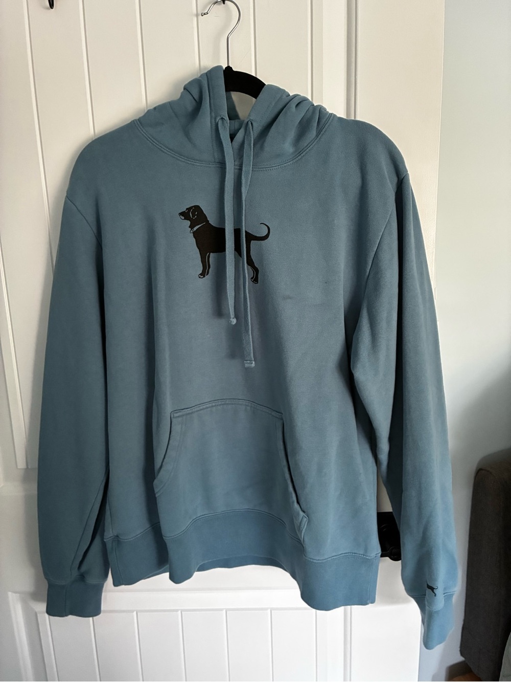 The Black Dog Blue Pullover Hoodie with Black Dog Graphic